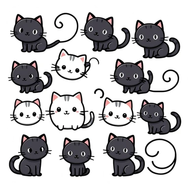 Cute black cat reactions sticker