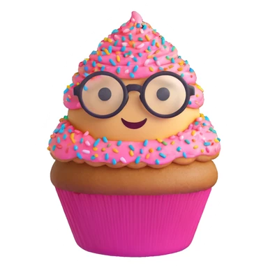 cupcake with round glasses and sprinkles sticker