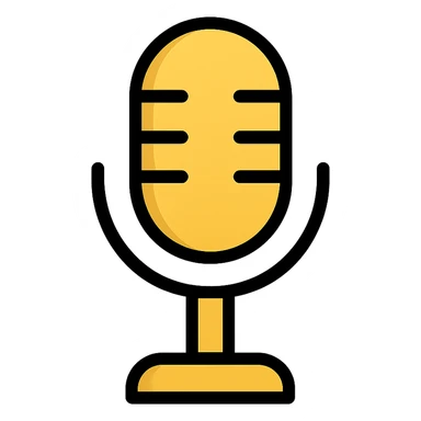 golden microphone modern icon style, simple, bold, easily recognizable, metallic gold color, clean lines, minimal details, suitable for app or logo use sticker
