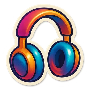 single headphones symbol, cartoon style sticker, simple and clear, no text sticker