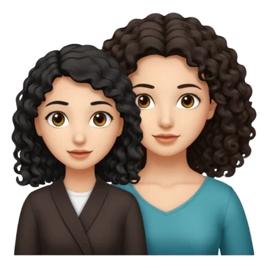 Arab woman with curly black hair and white girl with wavy light brown shoulder-length hair and slightly sloping brown eyes sticker