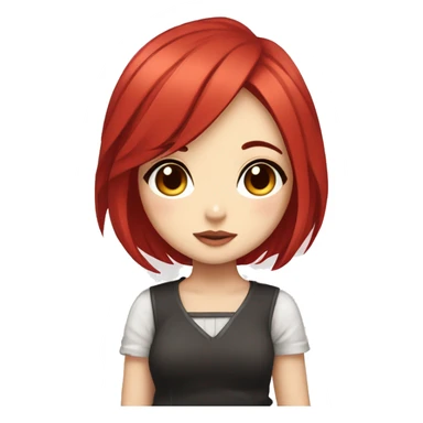 cute chibi anime girl with bob red hair and make up sticker