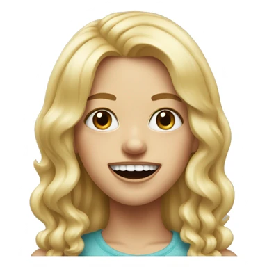 blonde girl in realistic portrait with two big buck teeth sticker