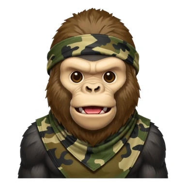 King Kong  emojie wearing a camouflage bandana sticker
