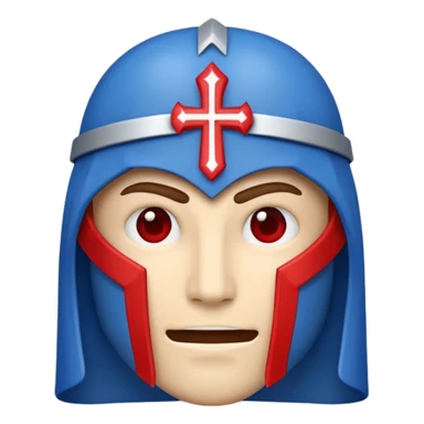 Make me an emoji to my school Holy cross davao college  representing this three colors ❤️💙🤍 make it like a crusader. sticker