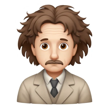 Einstein-like character with messy hair and a thoughtful expression sticker