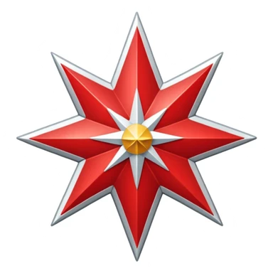 a twelve point star with slightly rounded borders, red and white stroke sticker