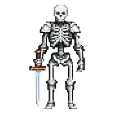 skeleton with a sword, standing pose sticker