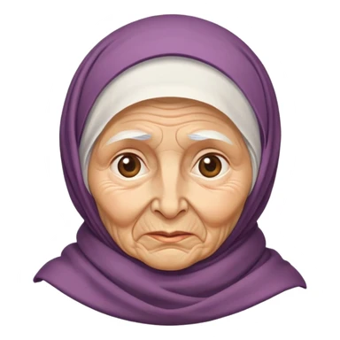 poor elderly babushka with headscarf and wrinkled face sticker