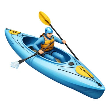 An icon showing a close-up of a sleek kayak with double-bladed paddles gliding through water. Splashes surround the boat as it cuts across a calm surface, symbolizing speed and focus. Transparent background emphasizes the dynamic and personal nature of kayak paddling. sticker