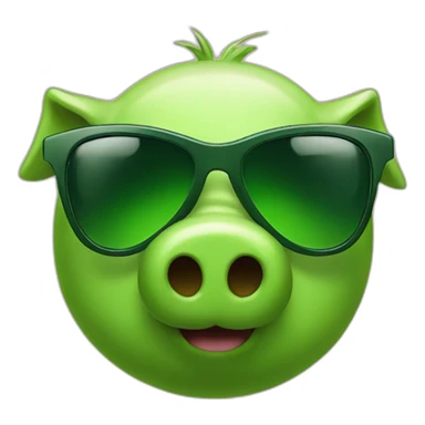 green piggy face with sunglasses sticker