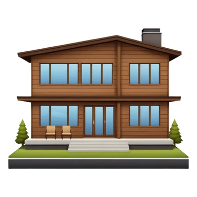 Make me a modern house with only one floor, with big windows and brown wood panel on the outside sticker