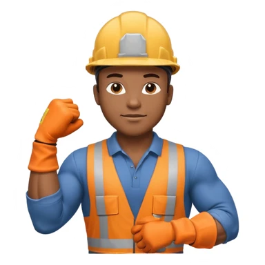 black construction worker flexing his muscles sticker