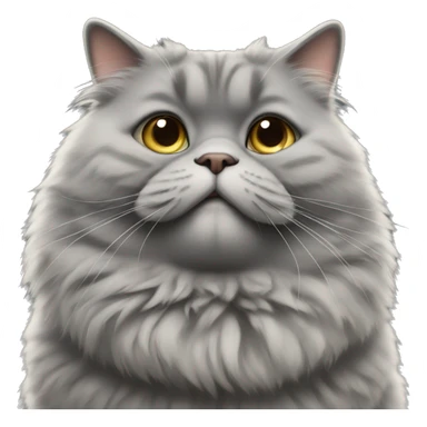 realistic fat grey fluffy cat sticker