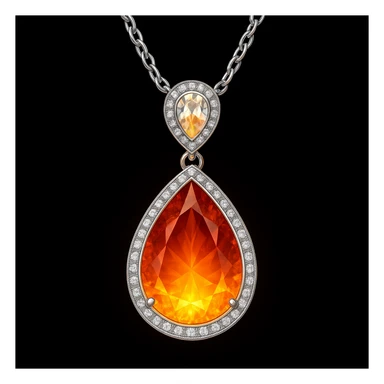 Add a yellow fiery light to the teardrop ruby pendant, representing transformation and rebirth sticker
