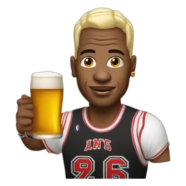 denis rodman with beer sticker