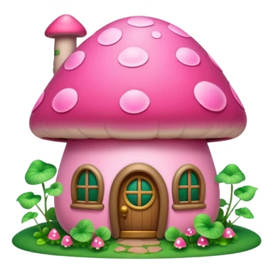 Pink girly mushroom house covered in vines sticker