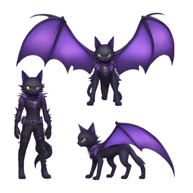 cool edgy black punk Purple ethereal fantasy nargacuga-bat-cat-Fakemon collar harness full body sticker