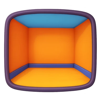 create an empty 3d cartoony room in a rounded square shape on a transparent bg sticker