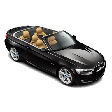 A single black BMW 335i Msport with roof down sticker