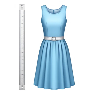 Icon for Fashion Design: a dress pattern with measurements, a ruler and a pencil. The icon should represent the process of designing clothing with a focus on precision and tailoring. Transparent background. sticker