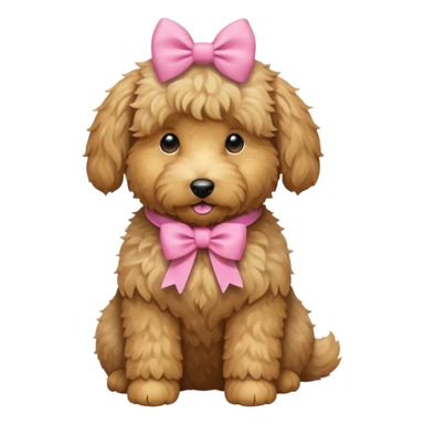 Cute Golden doodle with pink bow sitting down sticker