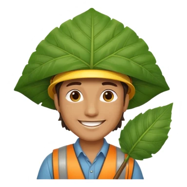 an surveyor man wearing a large leaf headgear sticker