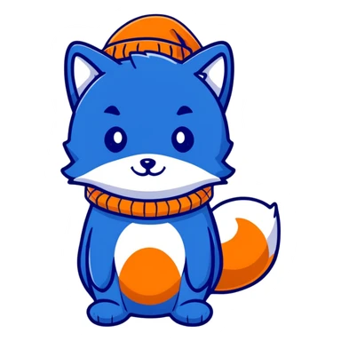 blue fox winter hat with ear flaps sticker