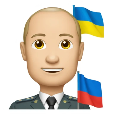 putin with Ukrainian flag sticker