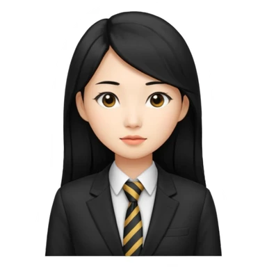 long black haired asian woman with tie and blazer sticker