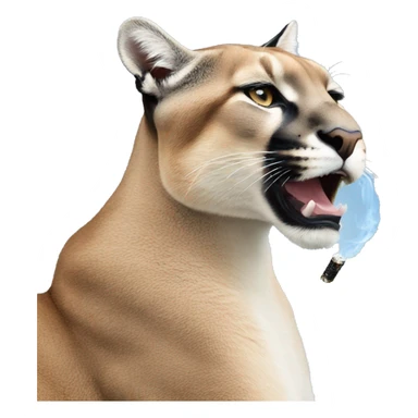 A puma smoking a cigarette with blue sky sticker