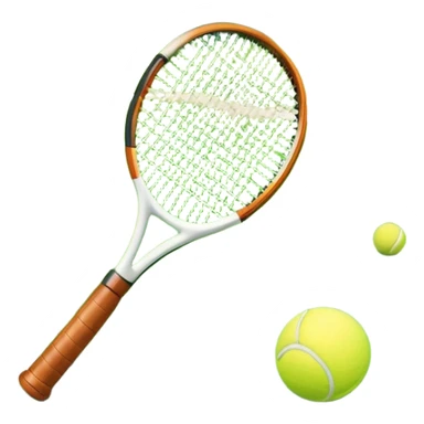 A tennis racket and ball placed on the grass court, with the lines of the court clearly visible in the background. The scene captures the essence of the sport, highlighting the equipment and the vibrant, open atmosphere of a tennis match sticker