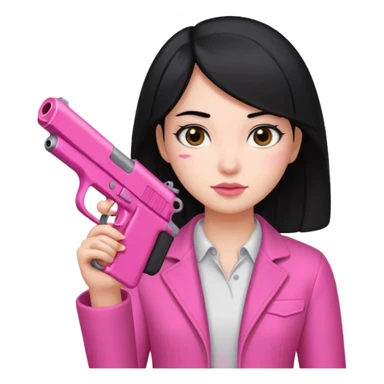 Black hair girl holding a pink gun  sticker