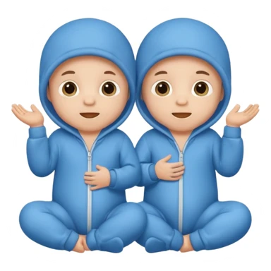 Twin baby boys with blue onesies on sticker