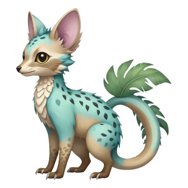 Feral Rare Fantasy pastel tropical Vernid-Trico-species by LiLaiRa, random markings, tufted tail, tufted ears, full body sticker