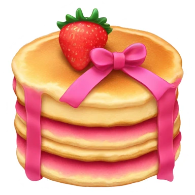 Fluffy pancake with strawberry filling and pink bow sticker