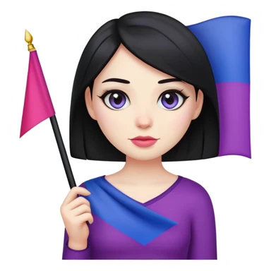iphone emoji of an emo girl with bisexual flag sticker