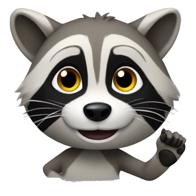 The raccoon waves its paw sticker