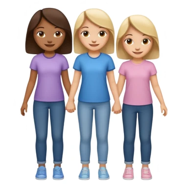 3 girls holding hand sticker