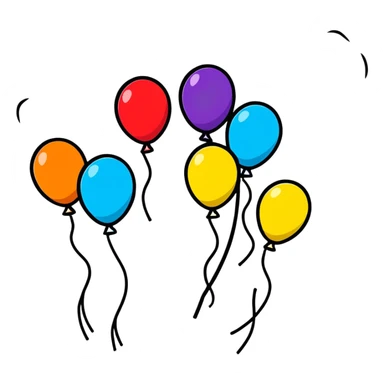 Happy celebration with balloons and streamers sticker