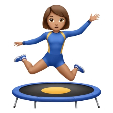 девушка с коричневым каре в голубом спортивном костюме высоко прыгает на батуте sticker
