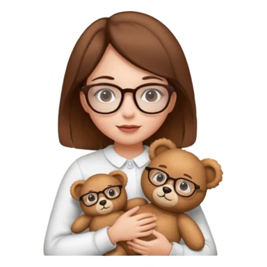 girl wearing glasses with teddy  sticker