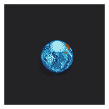 Pluto as a planet, pixel art style, small icy planet, dark space background sticker