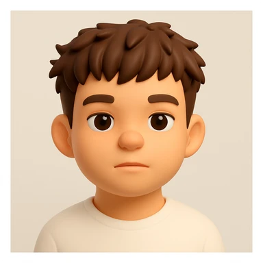 Convert this portrait photo into a 3D emoji style with rounded, cartoon-like features, smooth shading, expressive but simplified facial features, and a neutral background. The style should resemble Microsoft style 3D fluent emojis. sticker