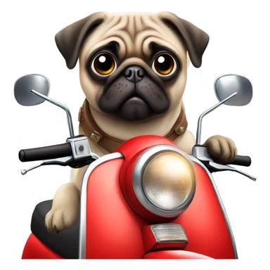 Pug on a moped sticker