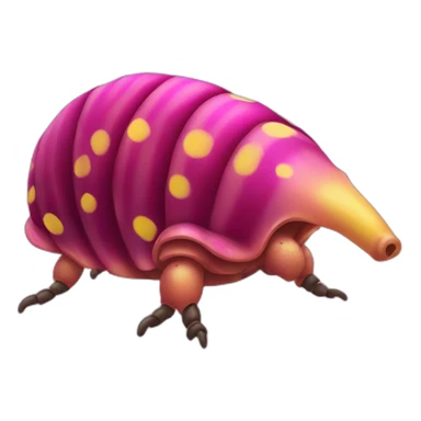 Magenta pig armadillo centipede insect with yellow and black spots gradient mottled sticker