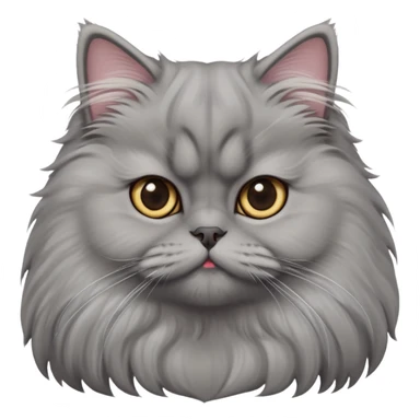 cinematic-adorable-big-eyed-fluffy-grey-persian-cat-portrait-emoji,-head-tilted-playfully-with-a-sweet-expression,-fluffy-grey-fur,-simplified-yet-irresistibly-cute-features-with-large,-expr sticker