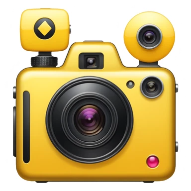 a camera with a yellow plus inside sticker