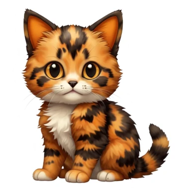 A high-resolution photo-realistic digital illustration of a tortoiseshell kitten, chest upward sticker