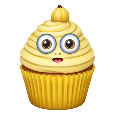 huge mustached banana cupcake big eyes sticker